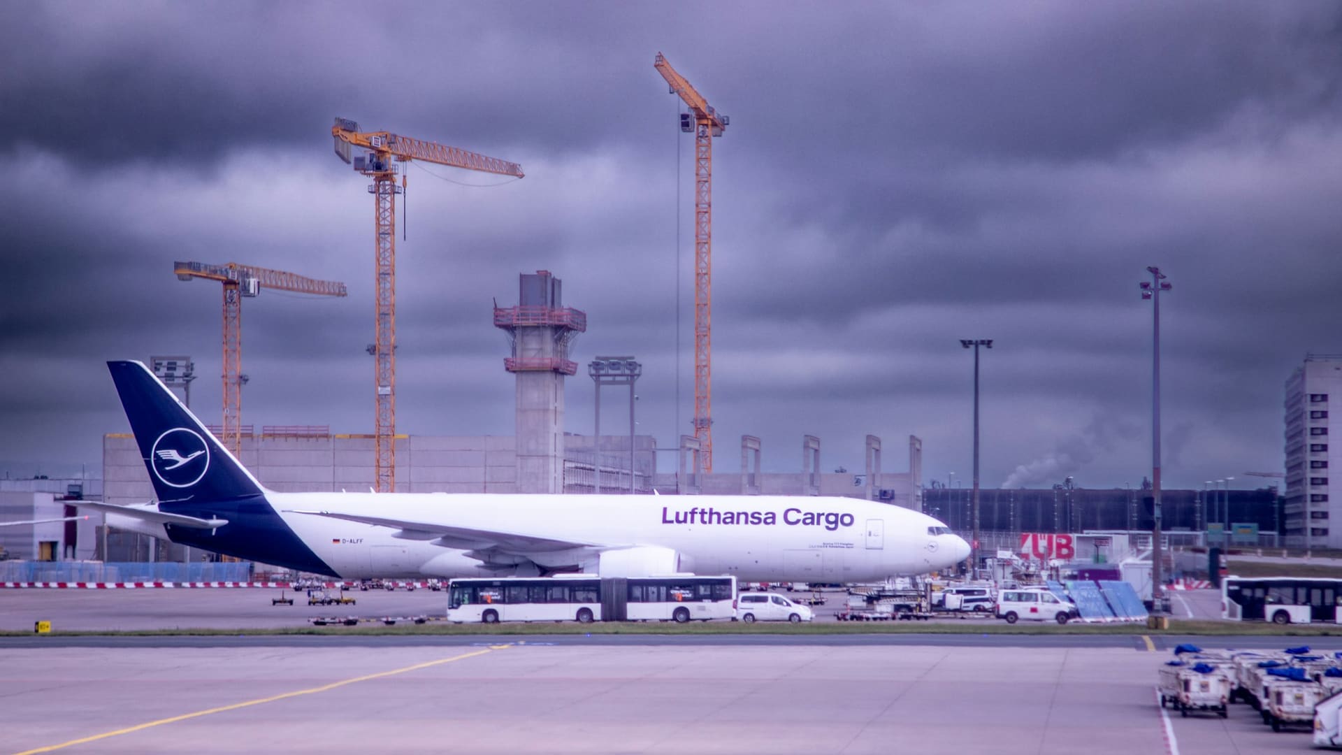 Aircraft on the apron at sunset
