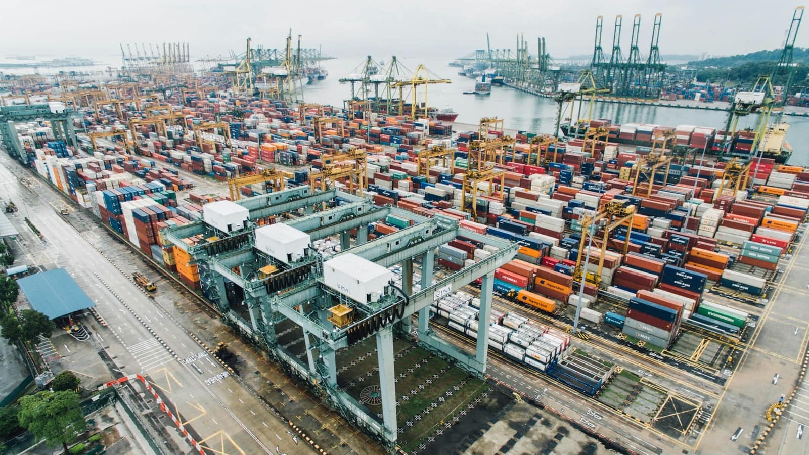 Container vessel at sea — global cross-trade movement